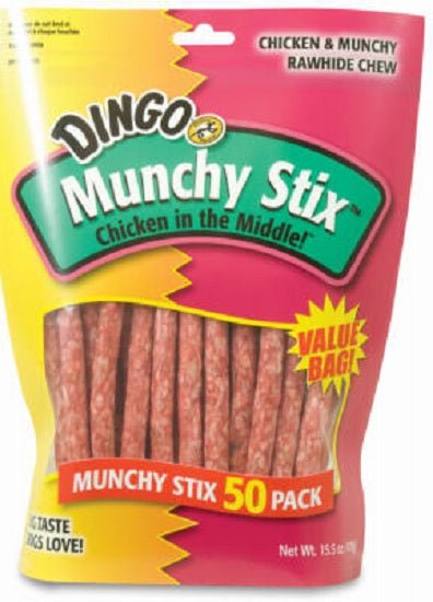 Dingo P-22042 Munchy Stix Chicken Rawhide Sticks, 50-Pack