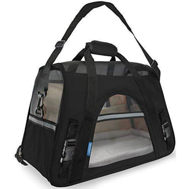 Paws & Pals PTCR01-LG-BK Soft Sided Pet Carrier, Black, Large