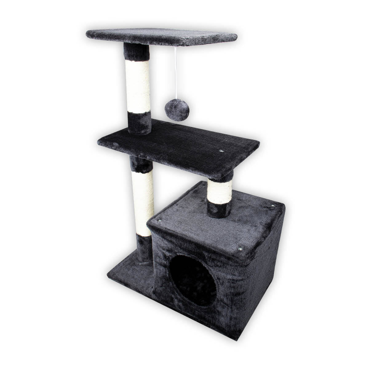 Pet Basic 3 Level Cat Scratching Tower & Playhouse Scratch 80 x 40 x 50cm
