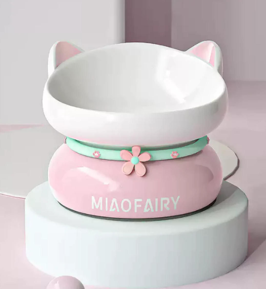 MIAOFAIRY Cat Bowl Pink Color Durable Practical Easy Daily Use Food Water NEW