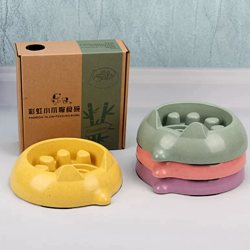 BoBo Dog Training Bowl Easy Use Food Water Pink Yellow Green Purple 4pcs NEW