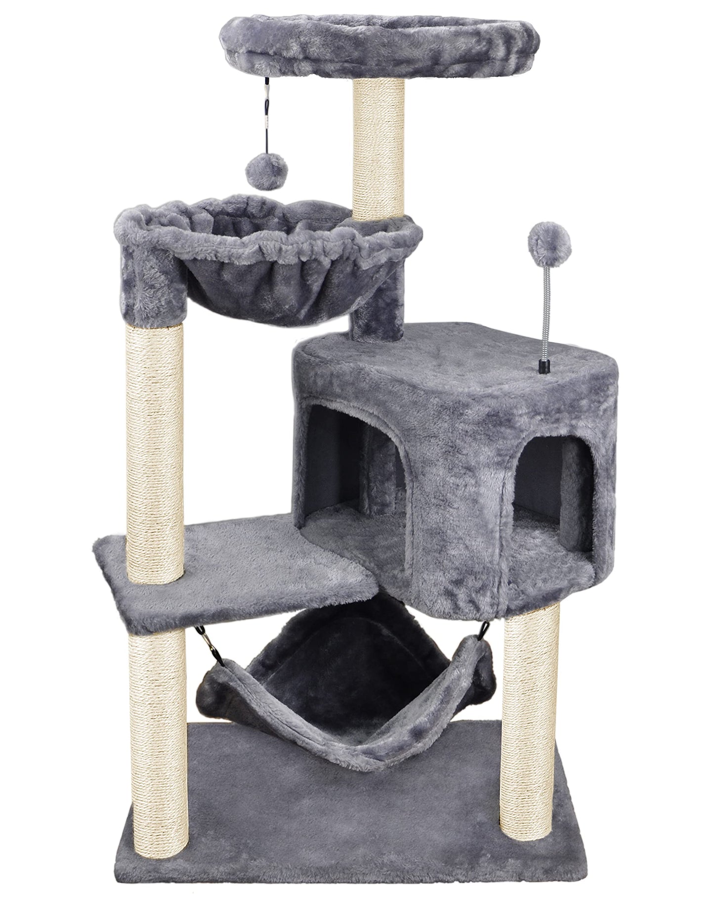 Newest Cat Tree with Cat Condo and Big Hammock,Grey