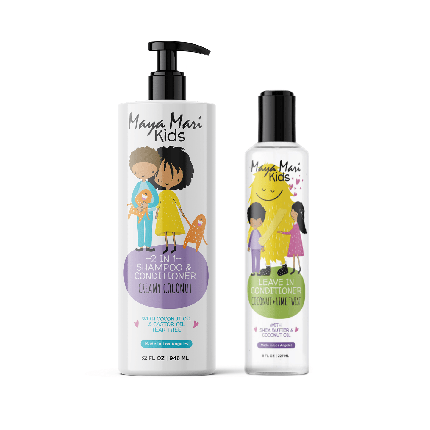 Maya Mari Kids - Curly Hair Kids Ultimate Curls 2-Piece Set - 2-in-1 Shampoo and Conditioner and Leave-In Conditioner by Los Angeles Brands
