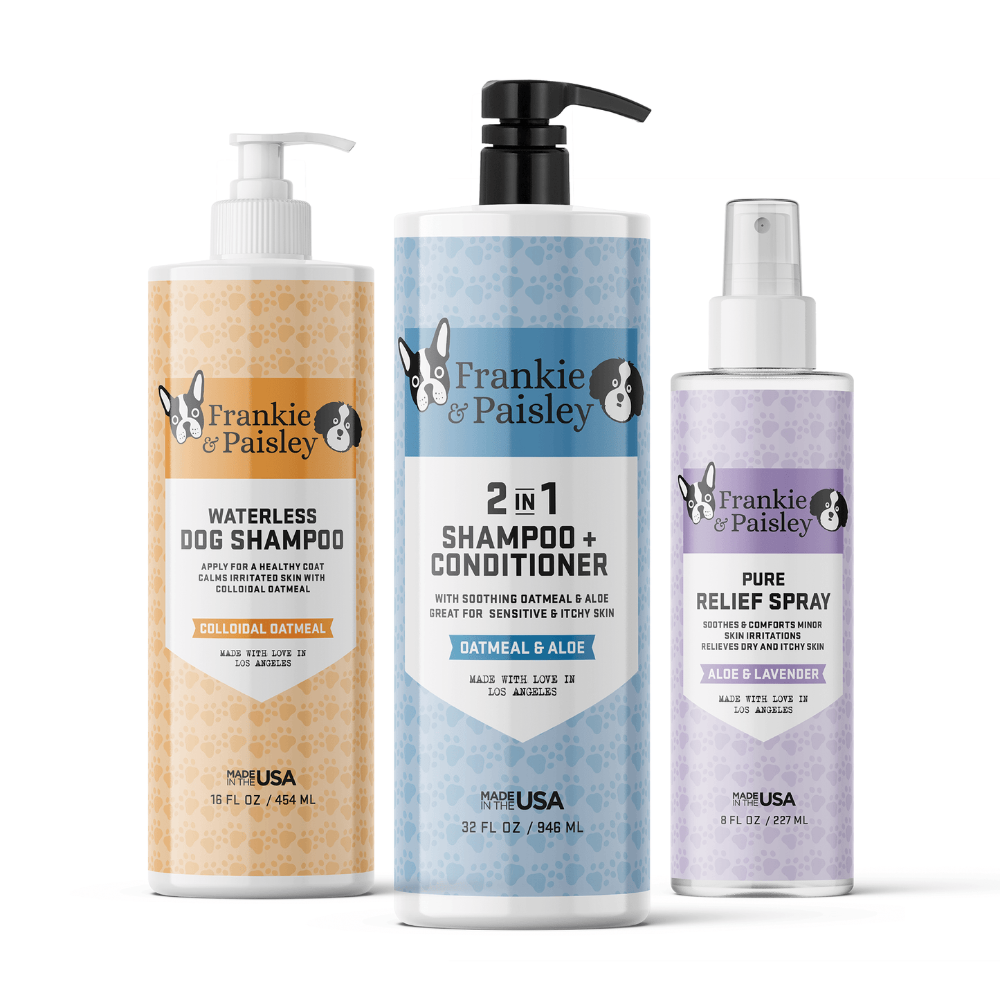 Love My Dog Bath Set - 2-in-1 Shampoo and Conditioner, Waterless Dog Shampoo, and Pure Relief Hot Spot Spray by Los Angeles Brands