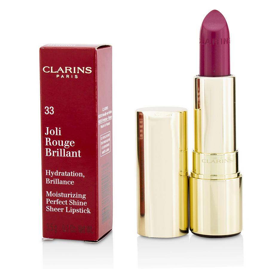 Clarins joli rouge brillant (moisturizing perfect shine sheer lipstick)  # 33 soft plum  3.5g/0.1oz