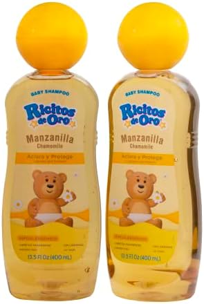 Ricitos de Oro, Baby Shampoo Cleansing and Lightening Baby Shampoo with Chamomile, Paraben Free, Hypoallergenic 2-Pack of 13.5 FL Oz Each, 2 Bottles