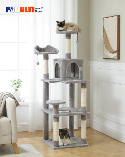 63'' Multi-Level Cat Tree Cat Tower for Indoor Cats with Sisal-Covered Scratching Post