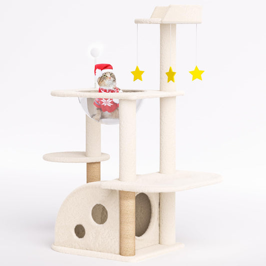 Cat Trees 41', Cat Climbing Tower with Space Capsule Nest, Cave, Padded Platform