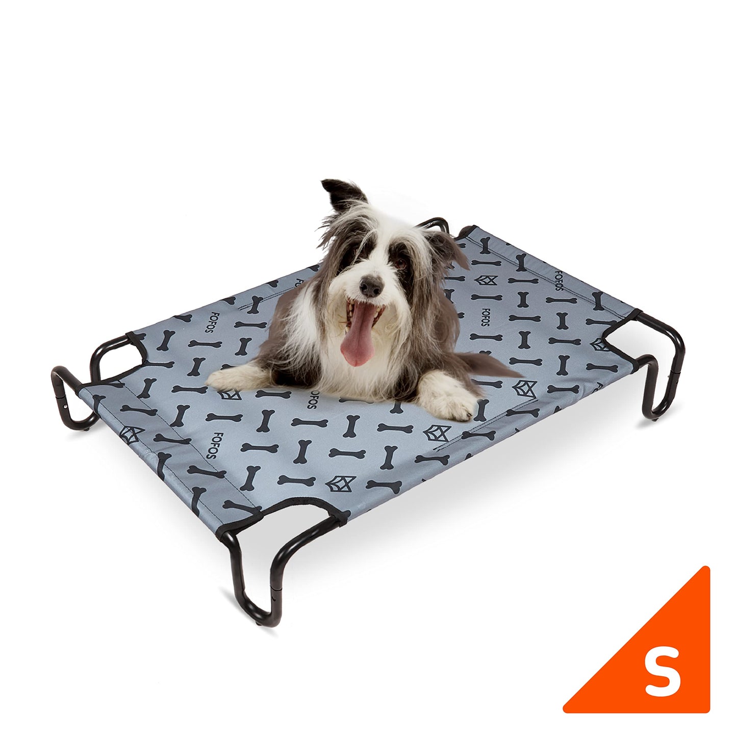 FOFOS Elevated Dog Bed 36/43/48in Portable Raised Pet Beds Cot Classical Arc Bracket Feet Stable Frame Cooling Washable Breathable Fabric Indoor & Outdoor Use (Small, Bone)