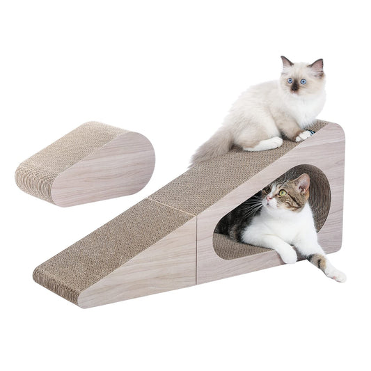 Cat Scratching Post, 2 in 1 Large 28.3" Corrugated Cat Scratcher Three Sided
