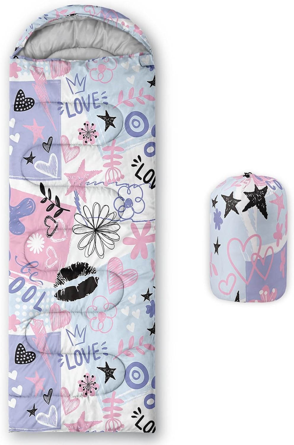 Kids Sleeping Bag for Boys Girls,Cute Puppy Print-Lightweight Warm Portable Outdoor Indoor-Waterproof Cold Weather Resistant Sleeping Bag for Camping Hiking