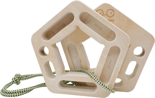 The Original Climbing Hang Holds in Wood for Rock Climbing, Ideal for Home Training, adapts to pull up bar, Strengthen your Fingers