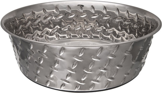 Loving Pets 7258 Ruff ‘N Tuff Diamond Plate Dog Bowl, 5 Quart