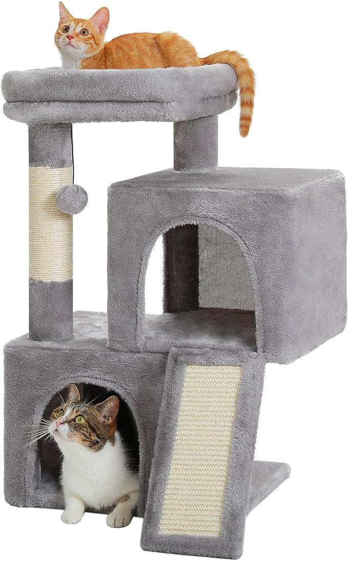 Cat Tree, 30 Inches Cat Tower with Dual Condos for Indoor Cats, All-in-One Cat House