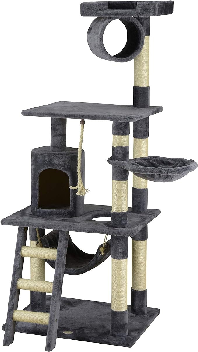 62" Classic Cat Tree Kitty Tower Kitten Condo Scratcher for Indoor Cats with Sisal Posts