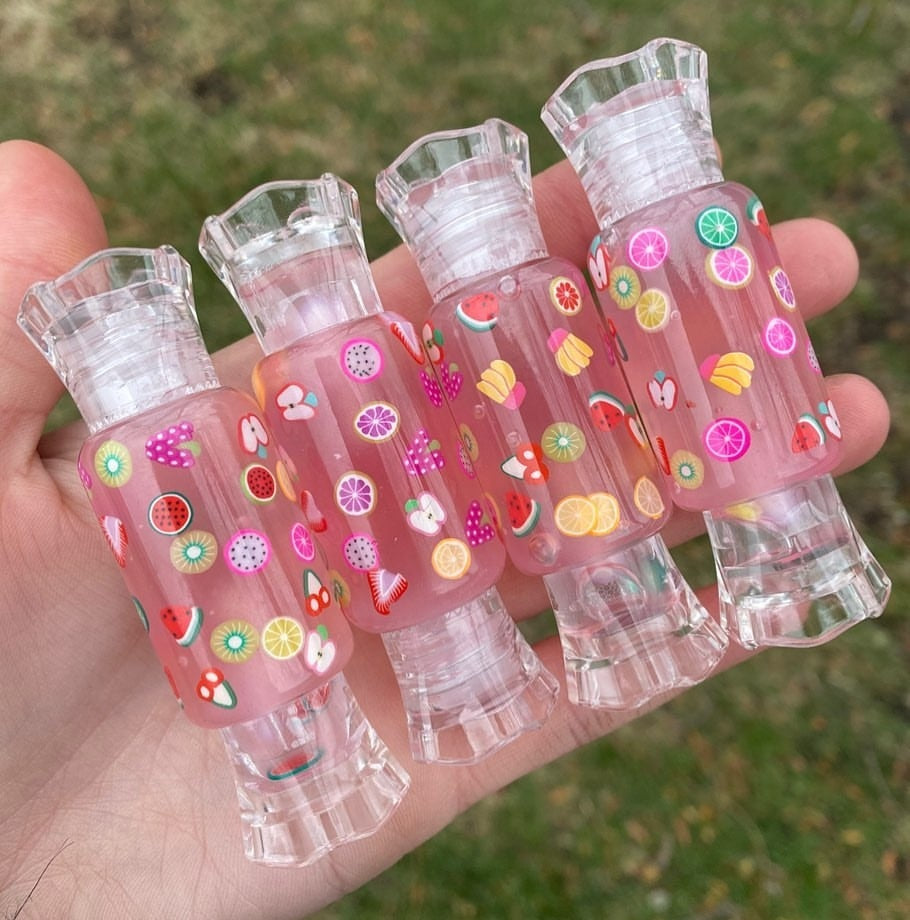 Clear Custom Vegan Candy Shaped Vanilla flower Lip Gloss