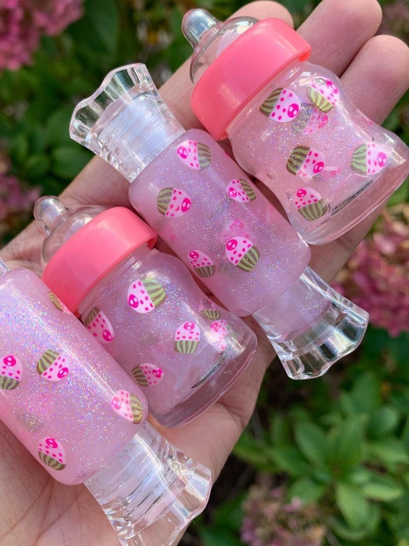Clear Custom Vegan Candy Shaped Vanilla flower Lip Gloss