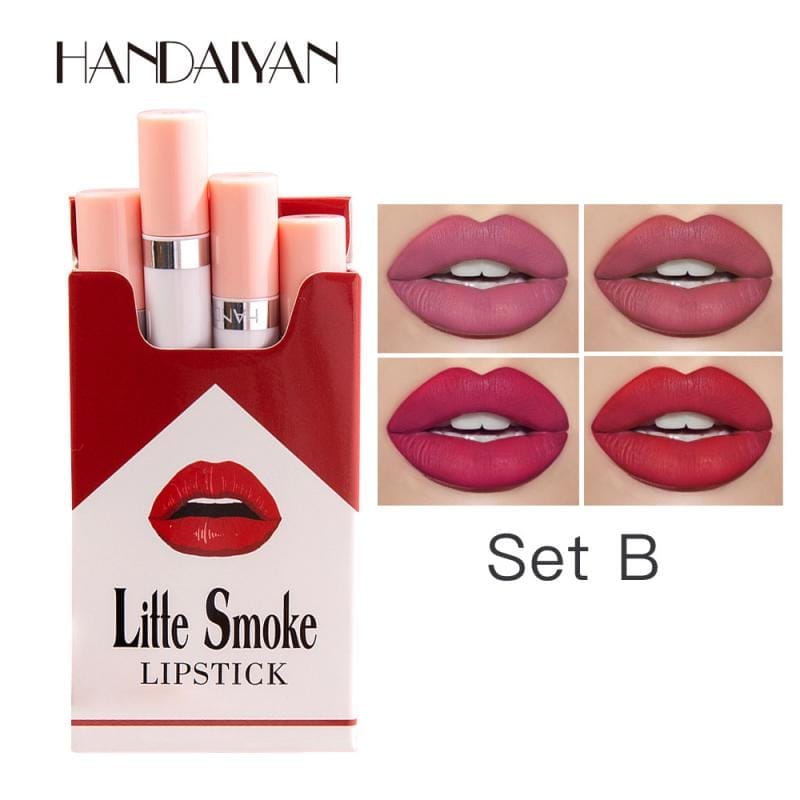New Type 4pcs Cigarette Shape Lipstick Matte Waterproof Tube Lipstick BENNYS