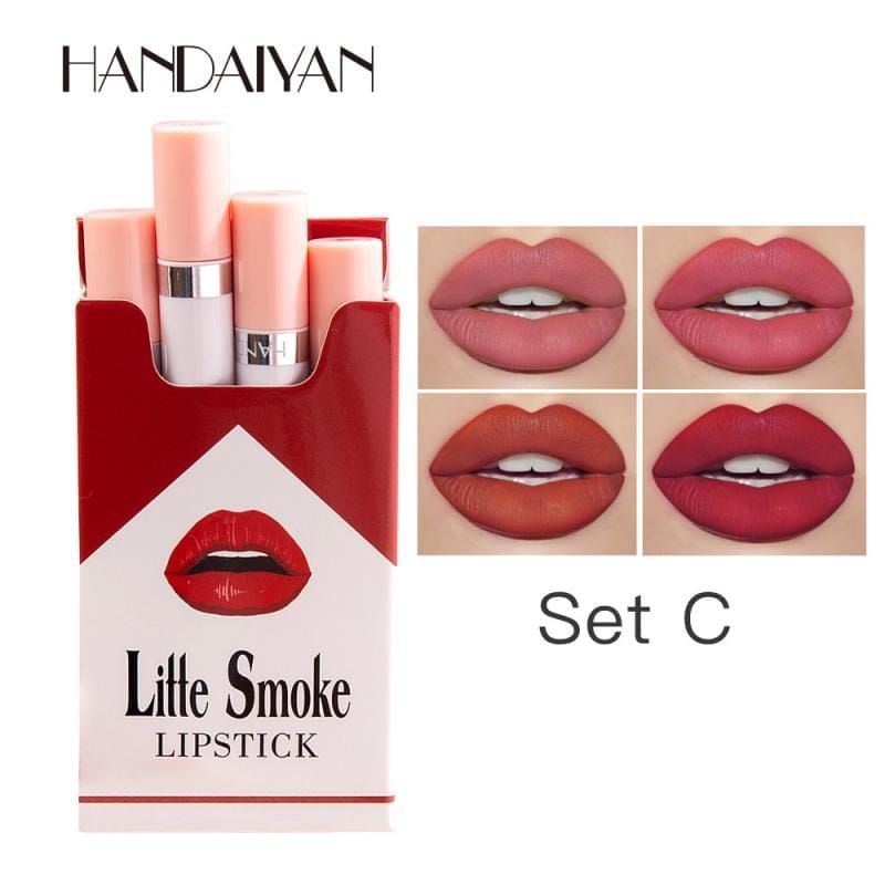 New Type 4pcs Cigarette Shape Lipstick Matte Waterproof Tube Lipstick BENNYS