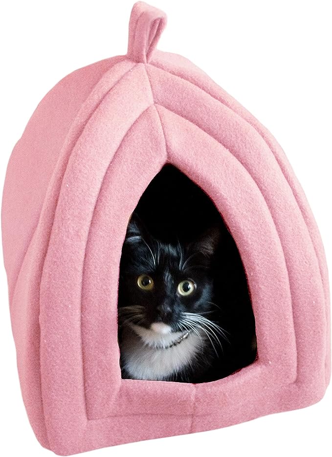 Pyramid - Cat Houses for Indoor Cats with Removable Foam Cat Bed for Kittens