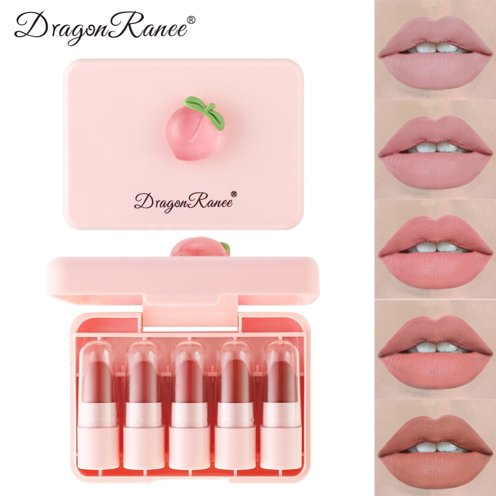 Mini Lipstick Set Small Sample Matte Lipstick Lip Gloss Set Box Non-Stick Cup Lip Tint Makeup Cute