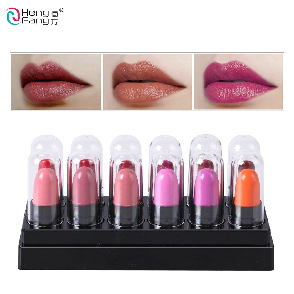 Mini Lipstick Set Small Sample Matte Lipstick Lip Gloss Set Box Non-Stick Cup Lip Tint Makeup Cute