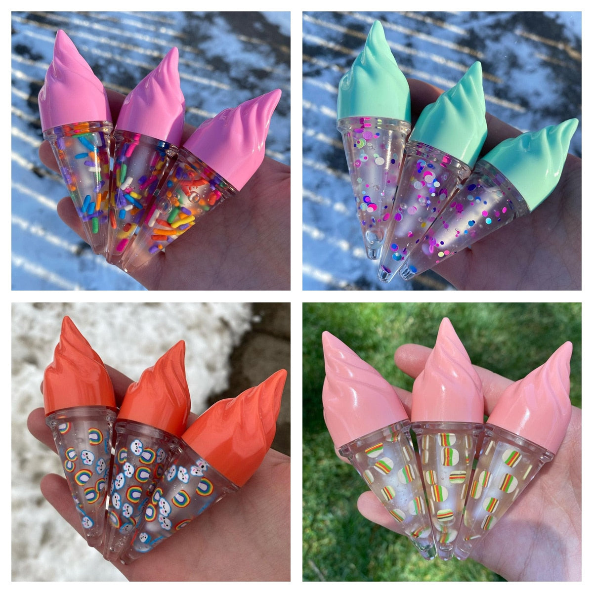 Cute Cruelty Free Vegan Ice Cream Lip Gloss Set 4 pcs