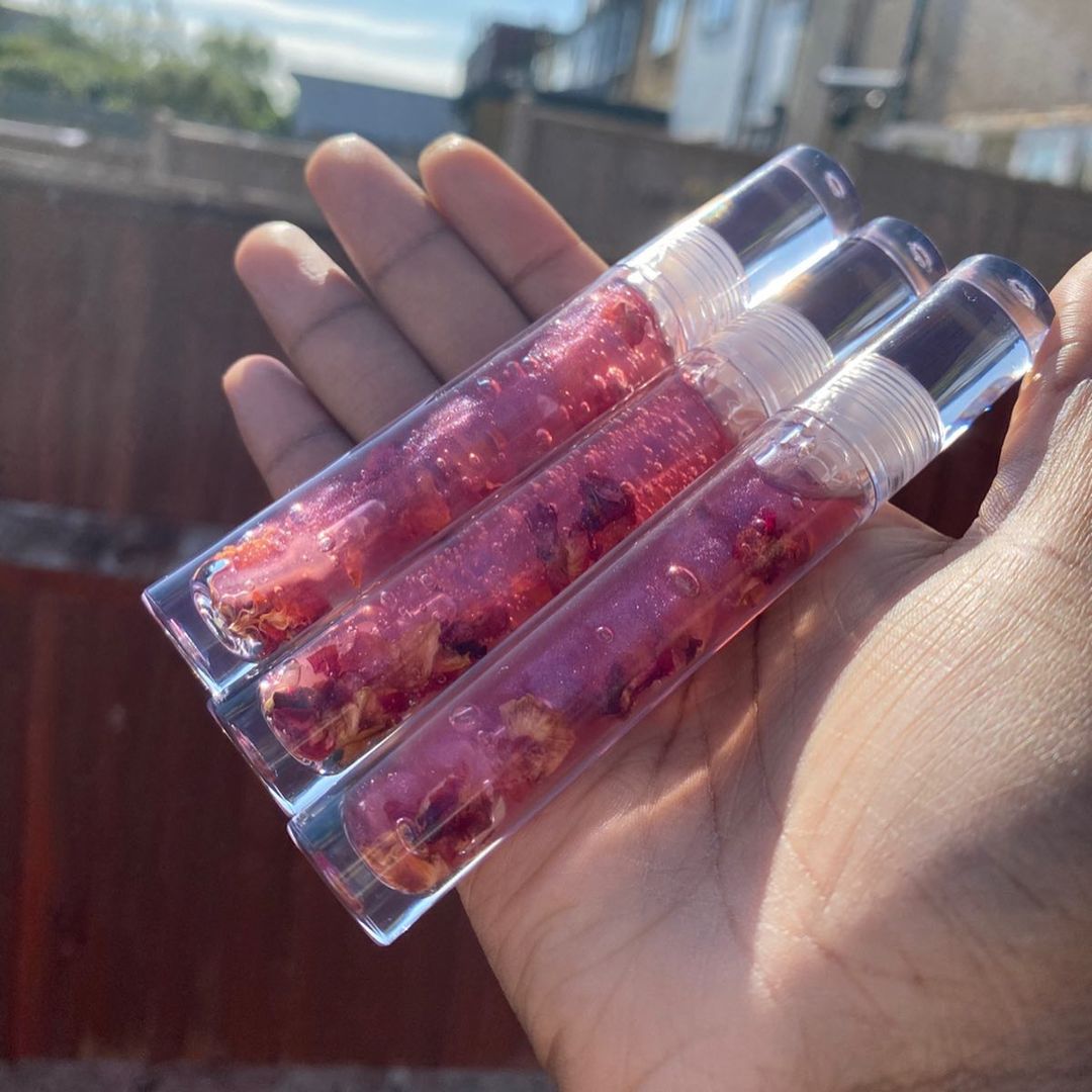 Clear Pink Tube 24K Gold Plumping Vegan Rose Lip Gloss