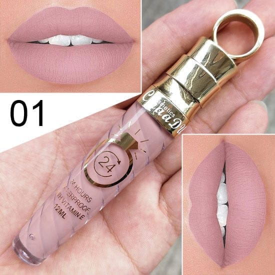 Waterproof Long Lasting Matte+Shimmer Nude Glitter Lip Gloss BENNYS