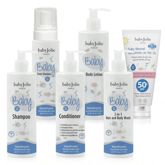 Baby Jolie - Baby Bath Set For Infant And Toddlers, 6Pk (Shampoo, Conditioner, Foam Shampoo, Body Lotion, 2 In 1 Hair And Body Wash, Sunscreen)