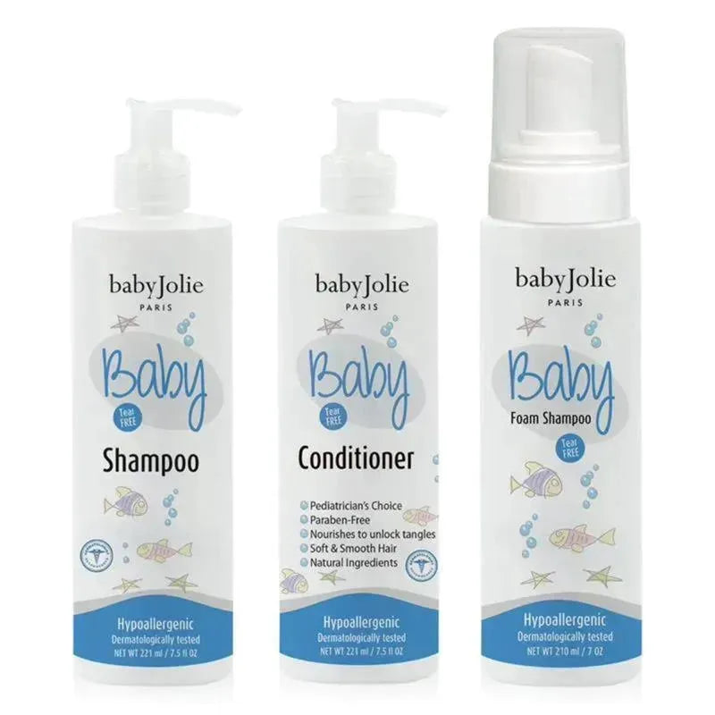 Baby Jolie - Hair Care Set For Infant And Toddlers (Shampoo, Conditioner & Foam Shampoo), Tear Free