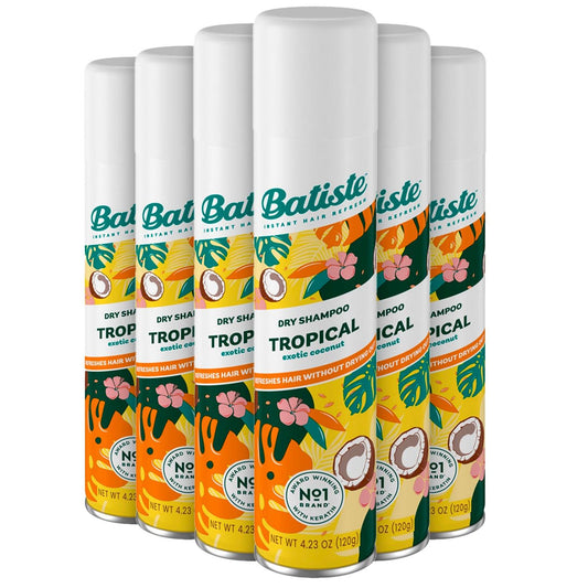 Batiste Dry Shampoo Tropical,  4.23 Oz (120g) - 6 Pack