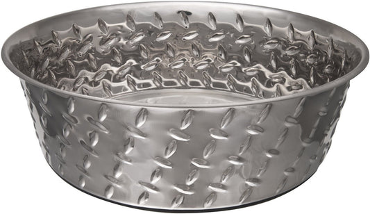 Loving Pets 7257 Ruff ‘N Tuff Diamond Plate Dog Bowl, 3 Quart