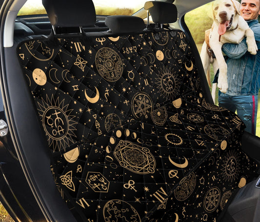 Black and Sand Celestial Dog Car Seat Covers