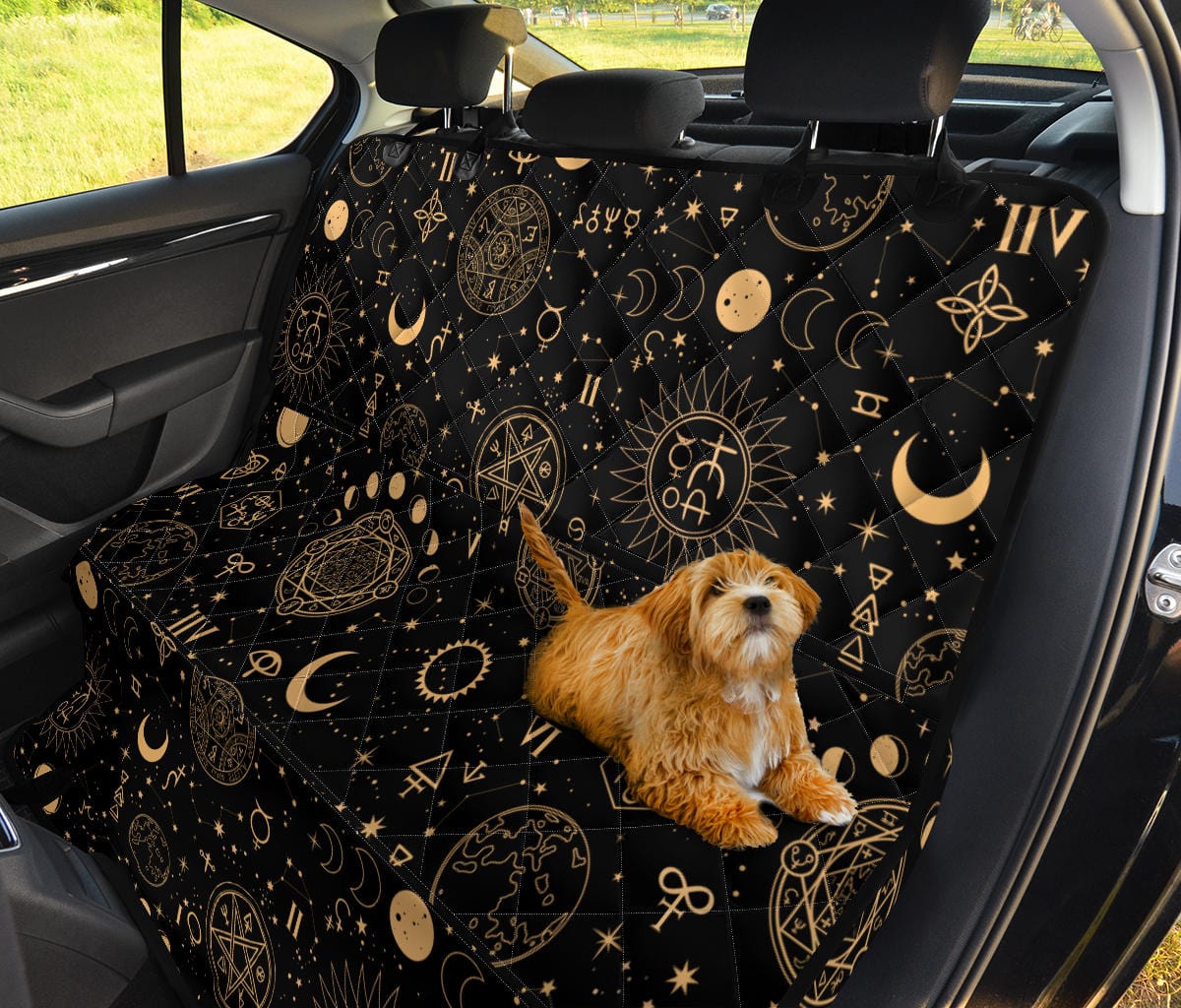 Black and Sand Celestial Dog Car Seat Covers