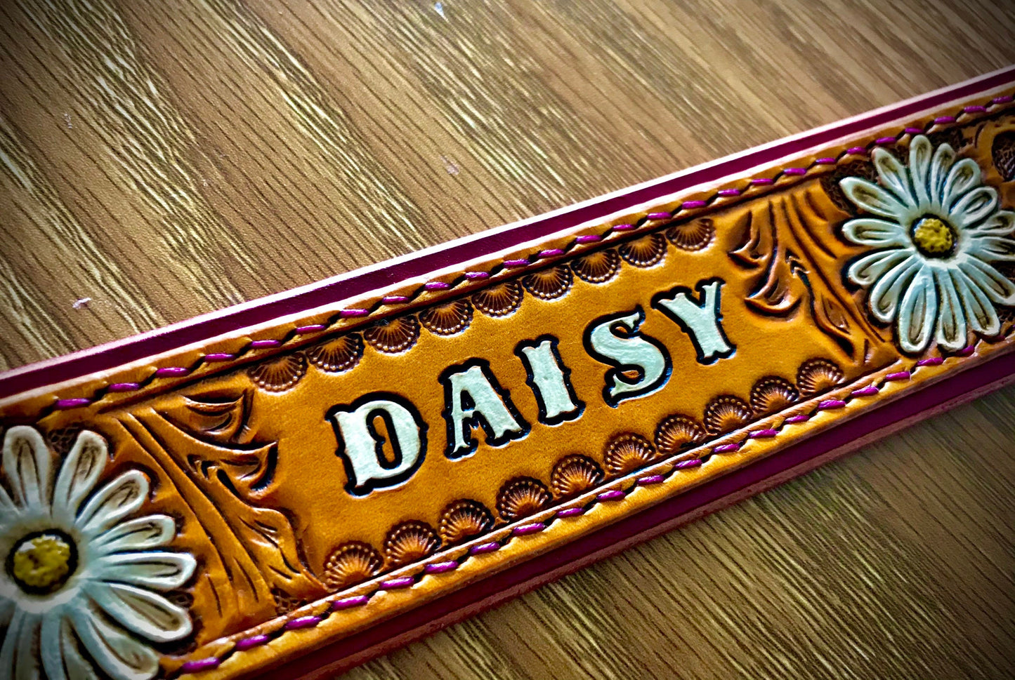 Hand painted double layered dog collar - LARGE