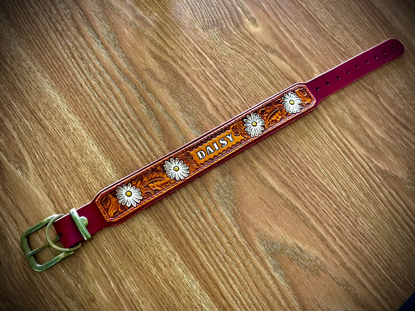 Hand painted double layered dog collar - LARGE