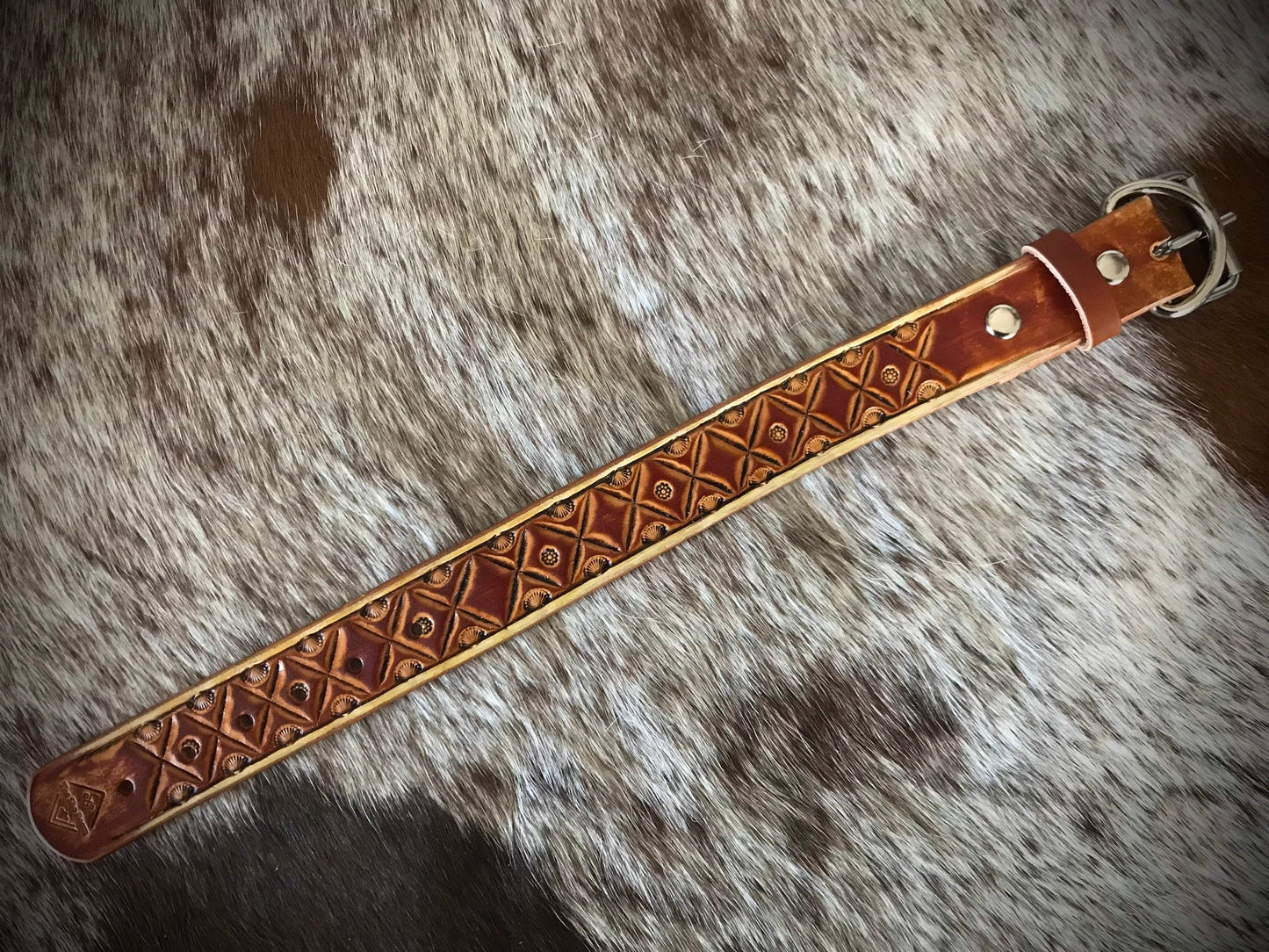 Hand tooled boho style wide dog collar