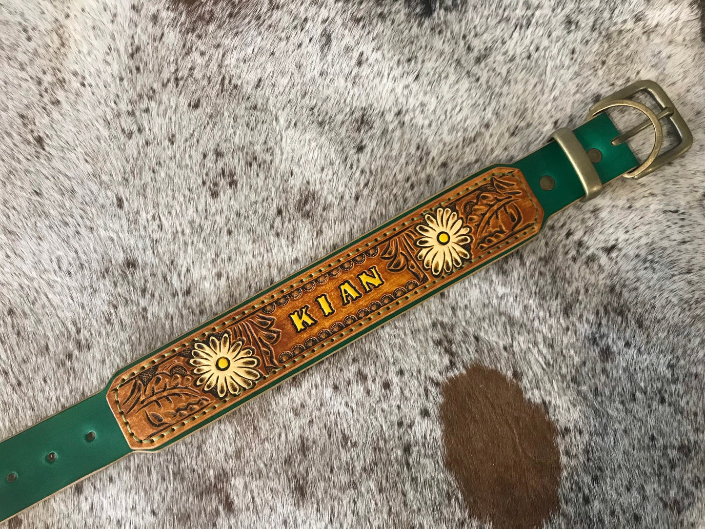 Hand painted double layered dog collar - LARGE