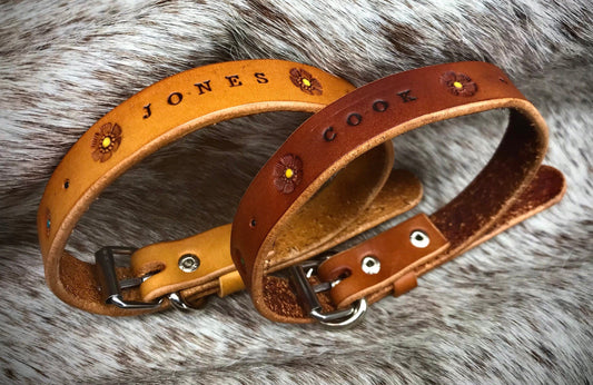 Flower hand stamped medium collar
