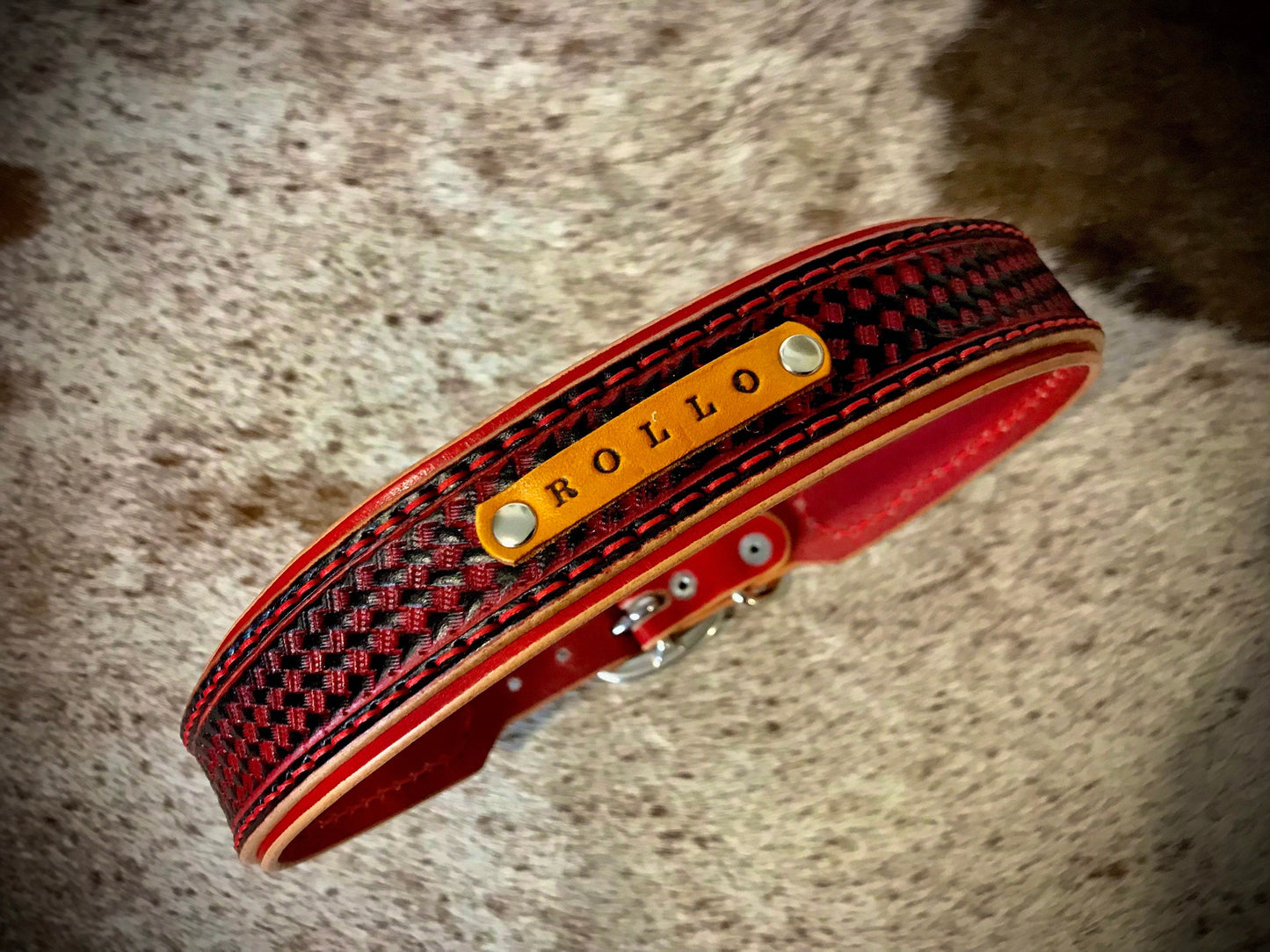 Basket weave double layered custom collar