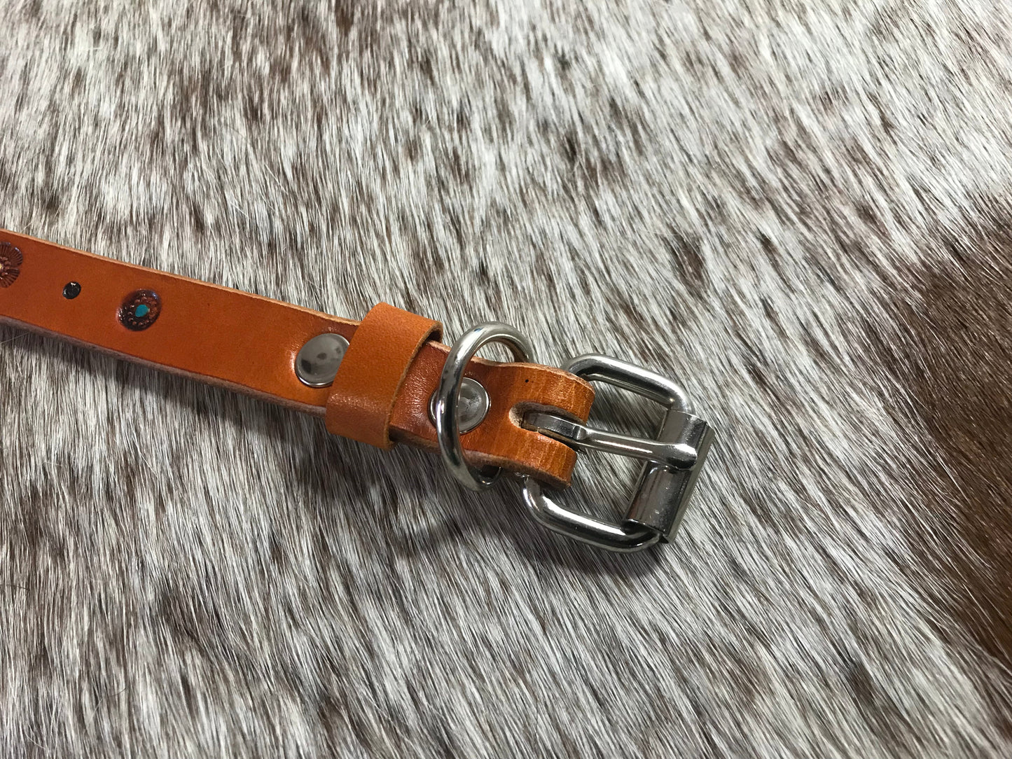 Flower hand stamped medium collar